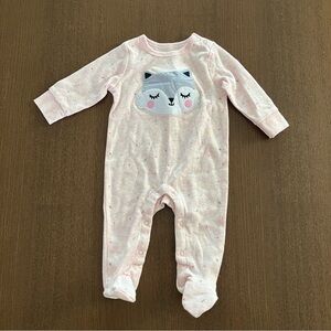 Adorable Pink Raccoon Animal Face Footie